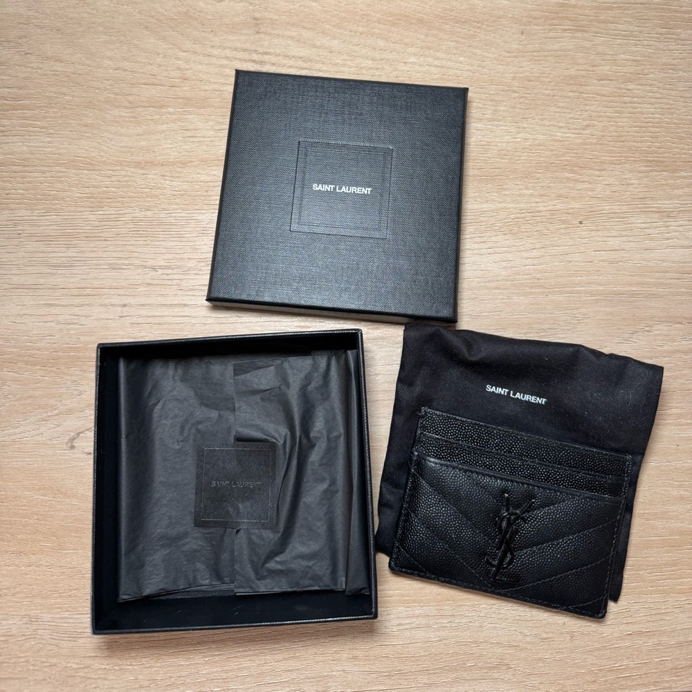 Saint Laurent Black Leather Card Holder